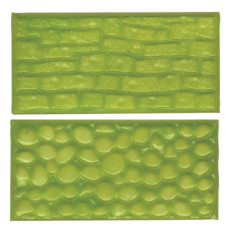 FMM Impression Mats -COBBLESTONE &amp; STONE - Σετ 2τεμ Ανάγλυφο Πατάκι Πλακόστρωτο &amp; Πέτρα