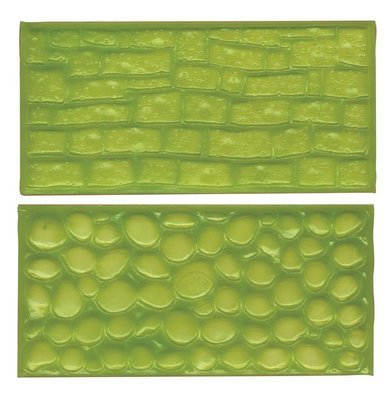 FMM Impression Mats -COBBLESTONE &amp; STONE - Σετ 2τεμ Ανάγλυφο Πατάκι Πλακόστρωτο &amp; Πέτρα