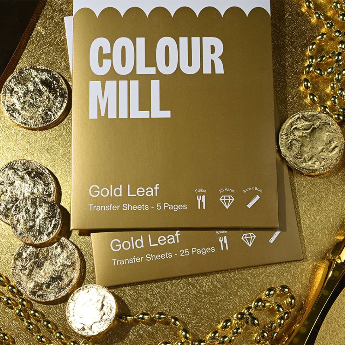 Colour Mill Transfer Gold Leaf -23 CARAT GOLD x5τμχ - Βρώσιμο φύλλο χρυσού 23 καρατίων 8x8εκ