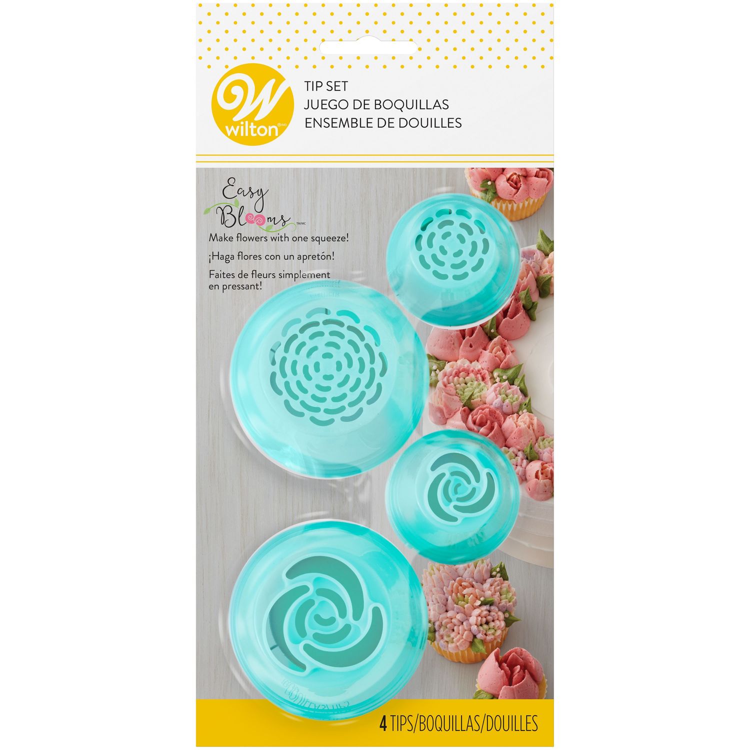 WILTON Decorating Tip 2D &#39;Easy Blooms&#39;.  4τμχ-Σετ 4 τμχ Μύτη κορνέ λουλούδια