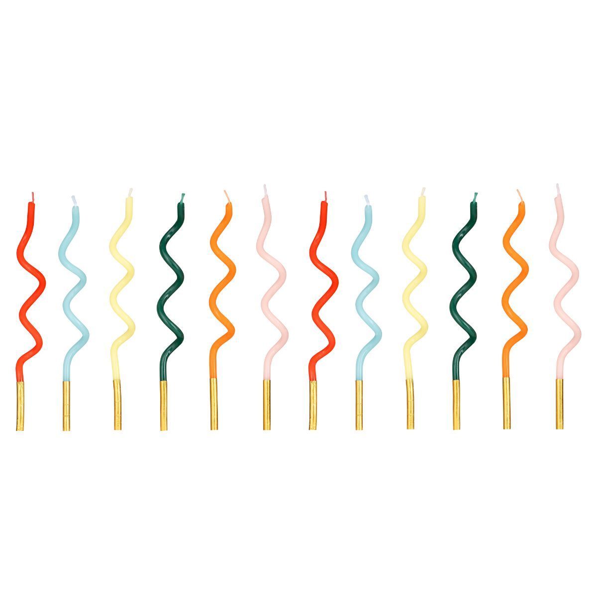 PartyDeco Birthday Candles -CURLY RAINBOW MIX 12 τεμ. - Κεράκια σπιράλ 14εκ