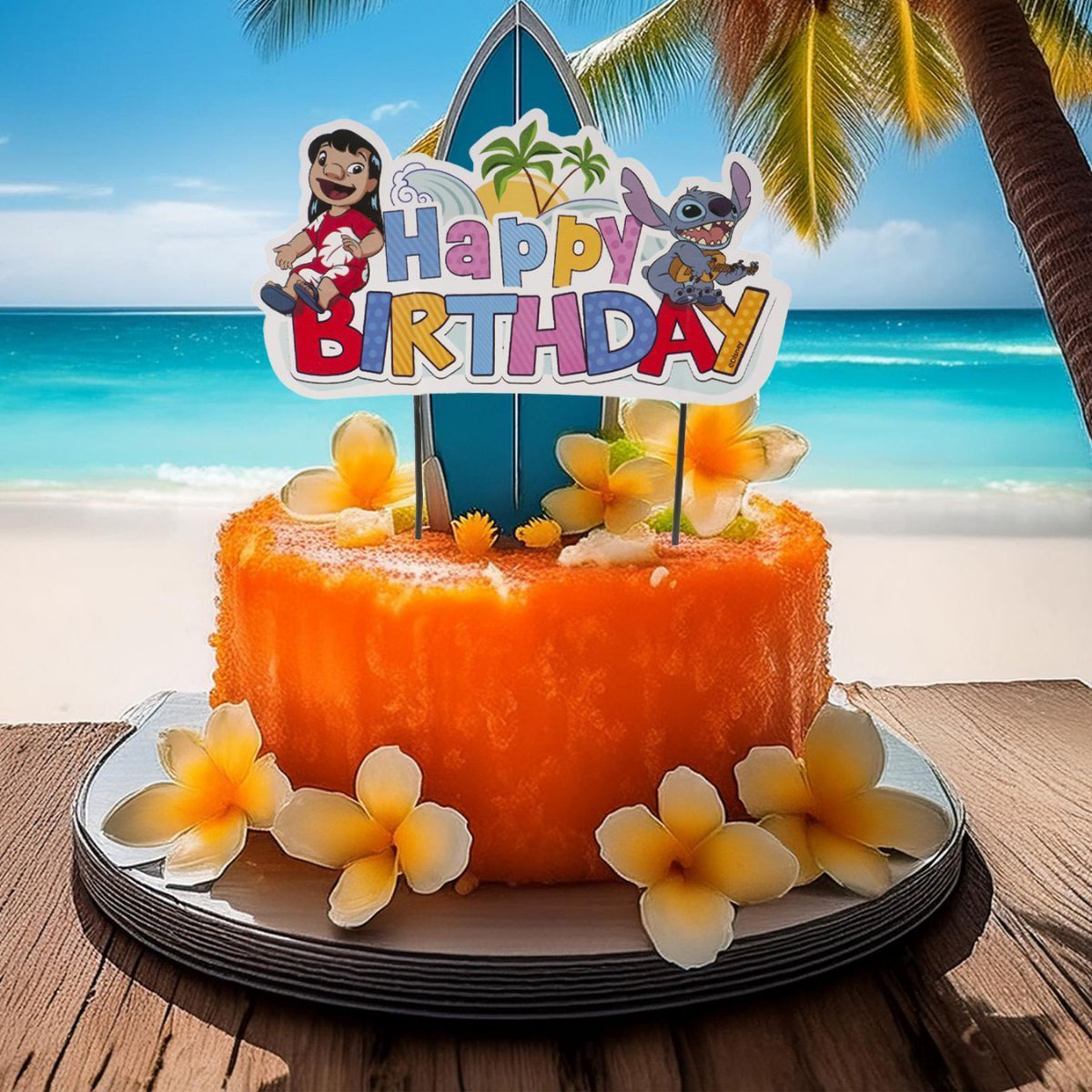 DEKORA Cake Happy Birthday Cake Topper 17εκ Lilo &amp; Stitch-Τόπερ Γενεθλίων