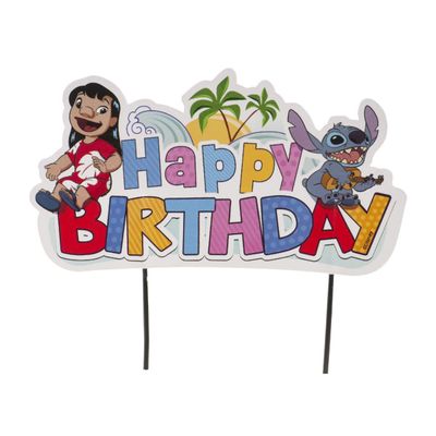 DEKORA Cake Happy Birthday Cake Topper 17εκ Lilo &amp; Stitch-Τόπερ Γενεθλίων