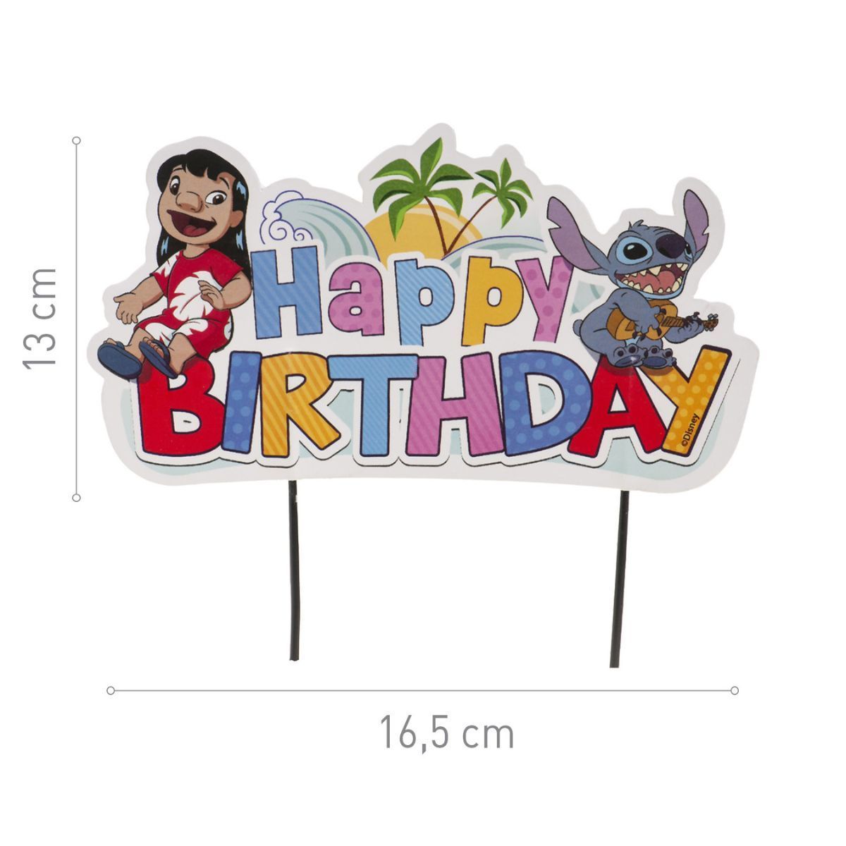 DEKORA Cake Happy Birthday Cake Topper 17εκ Lilo &amp; Stitch-Τόπερ Γενεθλίων