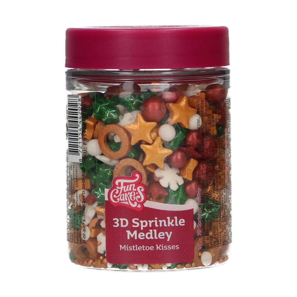 FunCakes 3D Sprinkle Medley - MISTLETOE KISSES 70g Ζαχαρωτά