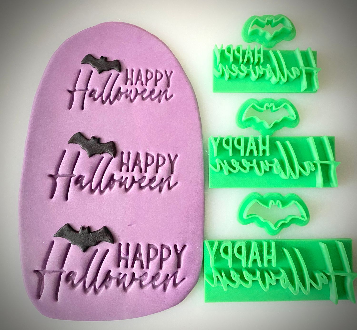 CBS Stamps. Σφραγίδα &#39;Happy Halloween&#39; &amp; κουπάτ Νυχτερίδα. Σχέδιο 2