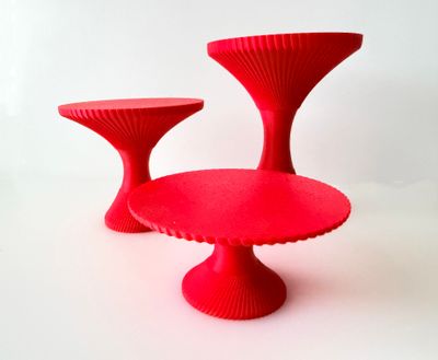 CBS Mini Cupcake Stands  - Σετ 3 Μικρές Βάσεις Για Cupcakes -RED