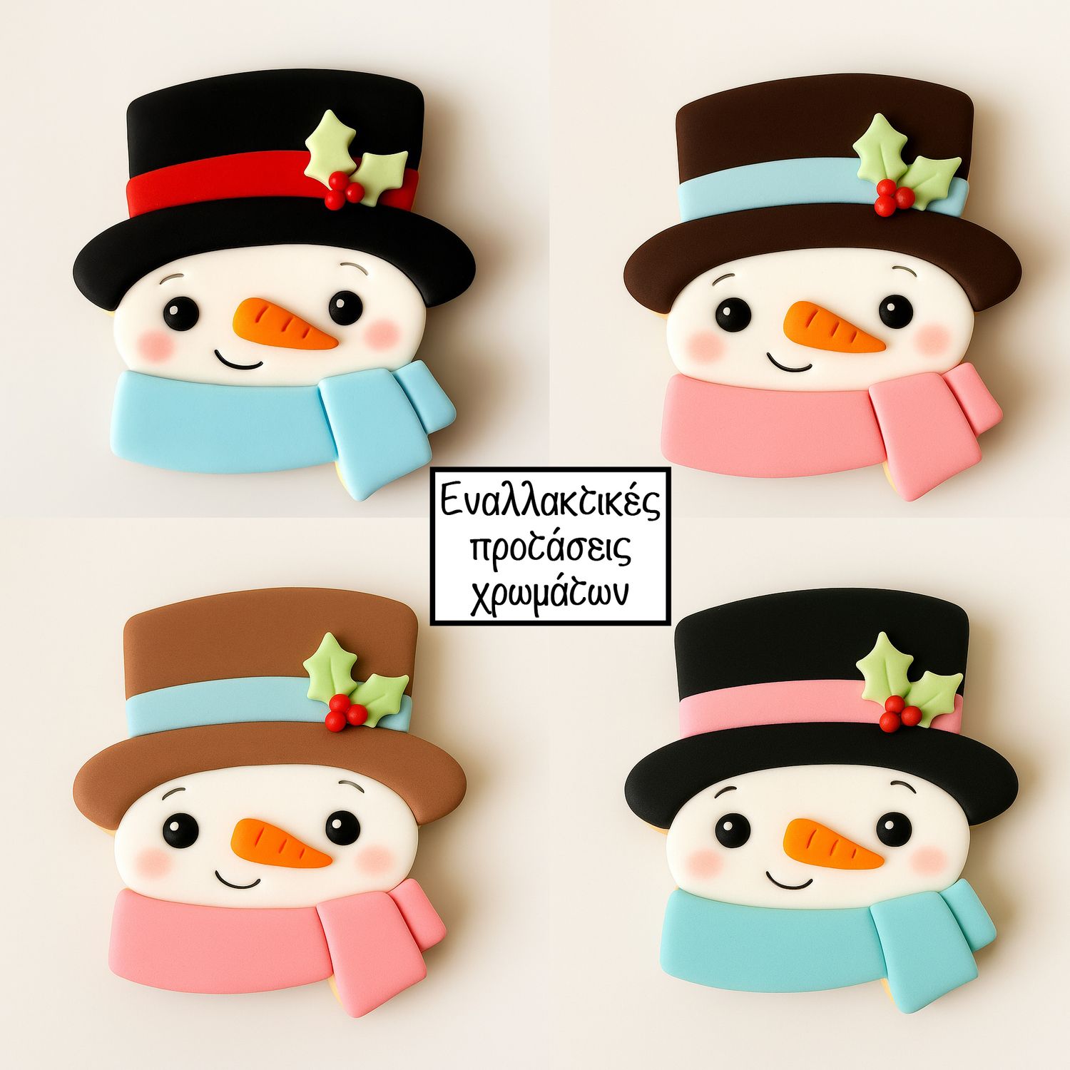 CBS Σετ 8 τμχ κουπάτ SNOWMAN  HEAD 8εκ, 9εκ, 10εκ -Κουπάτ Πρόσωπο Χιονάνθρωπου