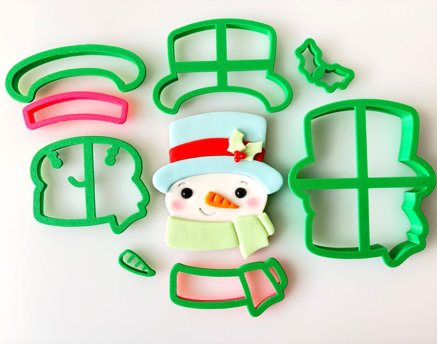 CBS Σετ 8 τμχ κουπάτ SNOWMAN  HEAD 8εκ, 9εκ, 10εκ -Κουπάτ Πρόσωπο Χιονάνθρωπου