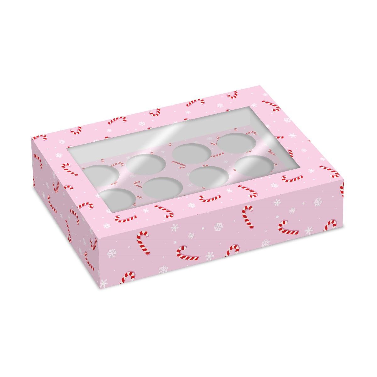 12 Cupcake Box -CANDY CANES-Κουτί για 12 Cupcakes
