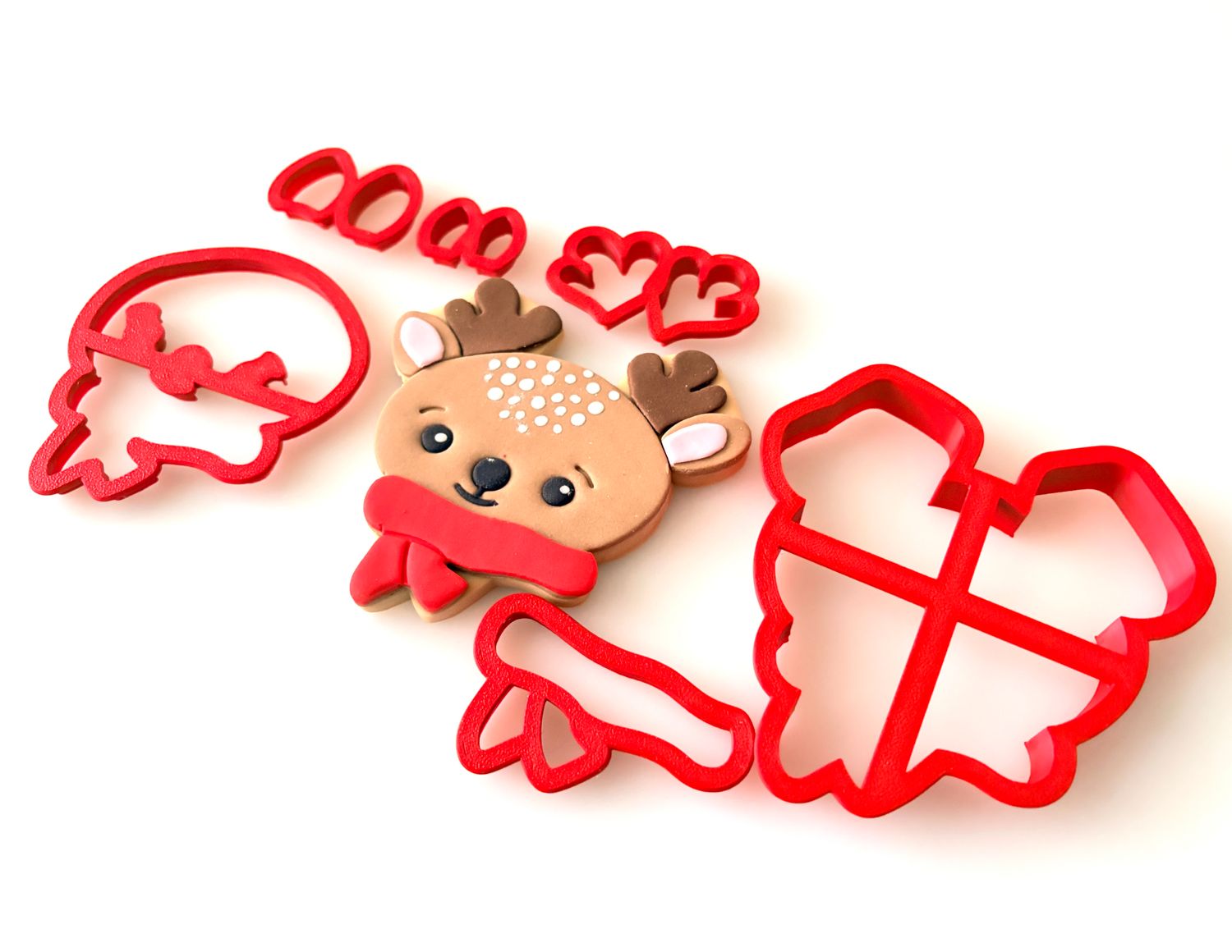 CBS Σετ 6 τμχ κουπάτ REINDEER HEAD 8εκ, 9εκ, 10εκ -Κουπάτ Πρόσωπο Τάρανδου