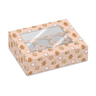 6 Cupcake Box -GINGERBREAD-Κουτί για 6 Cupcakes