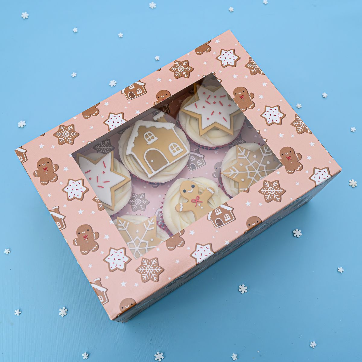 6 Cupcake Box -GINGERBREAD-Κουτί για 6 Cupcakes