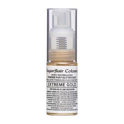 Sugarflair Powder Puff Glitter Dust Pump Spray -EXTREME GOLD 10g - Βρώσιμο Γκλίτερ σε σπρέι - Χρυσό