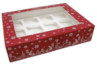 CHRISTMAS THEME Box for 12 Cupcakes - Χριστουγεννιάτικο Κουτί για 12 Καπκέϊκς ∞∞∞