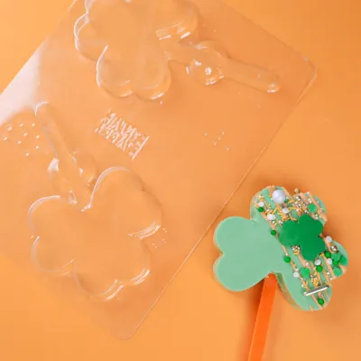 Sweet Stamp Cake Pop Mould -SHAMROCK 2 - Πλαστικό Καλούπι Κατασκευής Popsicle Τριφύλλι Βαθύ