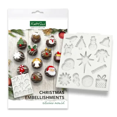 Katy Sue Silicone Mould -CHRISTMAS EMBELLISHMENTS - Καλούπι Σιλικόνης Χριστουγεννιάτικα διακοσμητικά