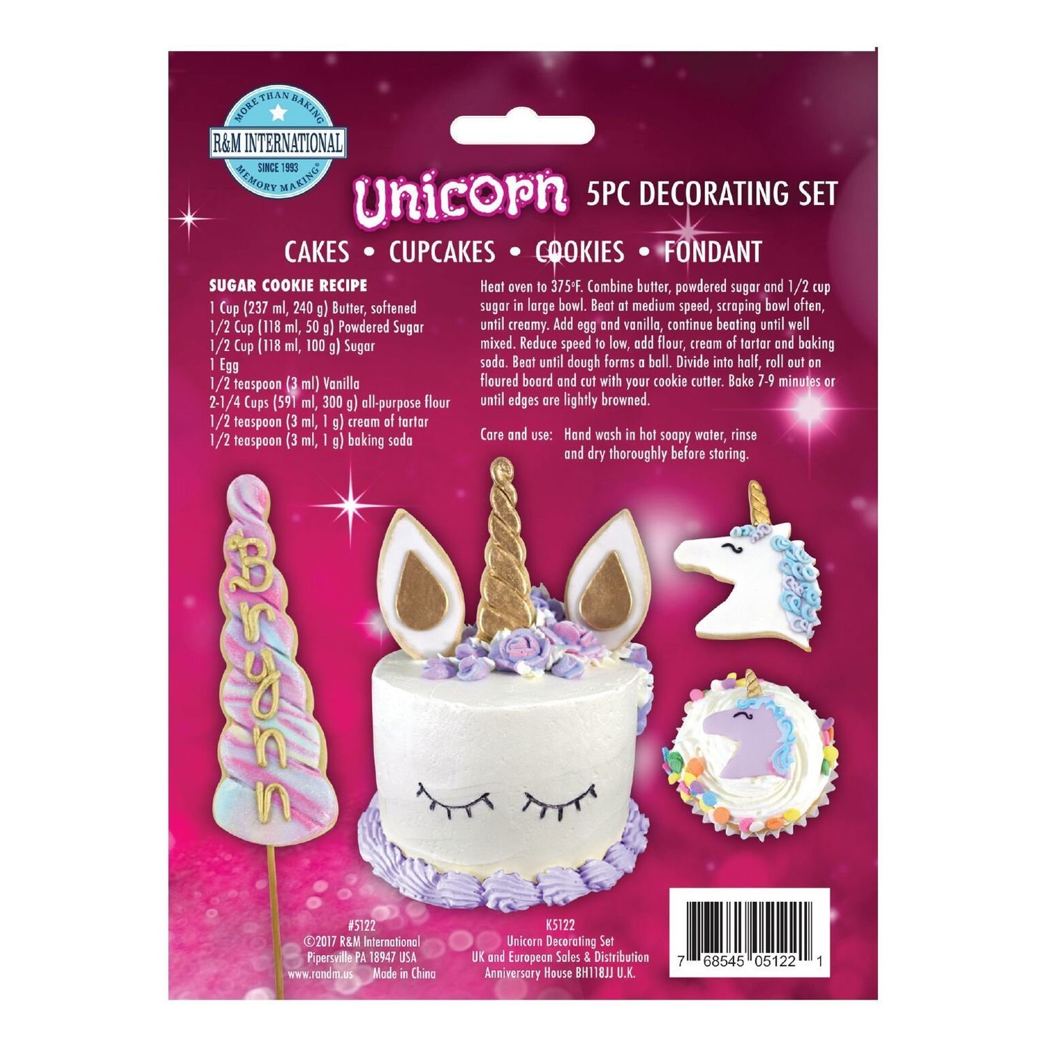 SALE!!! By AH -Set of 5 Cookie Cutters -UNICORN CAKE DECORATING KIT - Σετ 5 κουπ πατ με θέμα  Μονόκερο