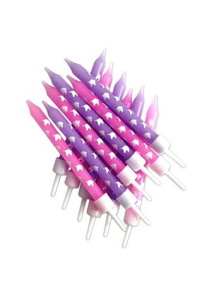 By AH -Candles -Set of 12 UNICORN -Κεράκια Μονόκερος Μωβ &amp; Ροζ 12 τεμ