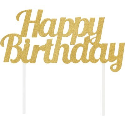 By AH -Cake Topper 'Happy Birthday' -GOLD GLITTER -Τόπερ Τούρτας Χρυσό Γκλίτερ By AH -Cake Topper 'Happy Birthday' -GOLD GLITTER -Τόπερ Τούρτας Χρυσό Γκλίτερ