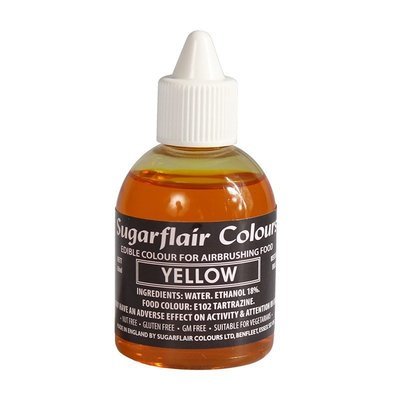 Sugarflair Airbrush Colour -MATT YELLOW -Χρώμα Αερογράφου Ματ Κίτρινο 60ml