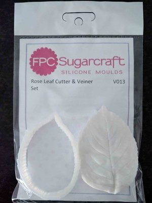 FPC Cutter &amp; Veiner Set -ROSE LEAF -Κουπ πατ και πατάκι  με Ραβδώσεις Φύλλο Τριαντάφυλλου