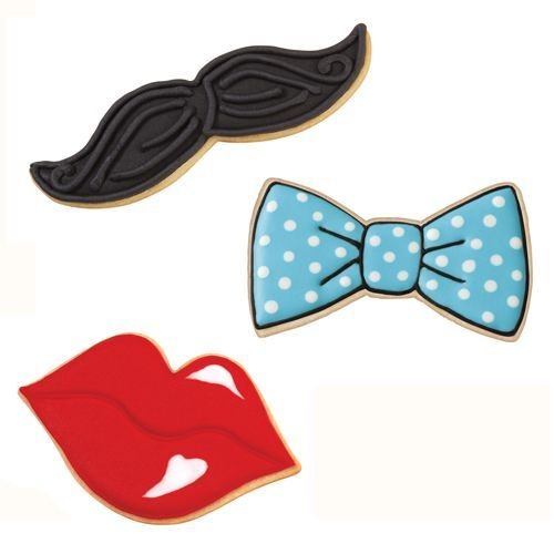 Wilton Cookie Cutter Set of 3 -LIPS, MUSTACHE and BOW TIE - Σετ 3τεμ Κουπ πατ Μουστάκι, Χείλη, Φιόγκος (Παπιγιόν)
