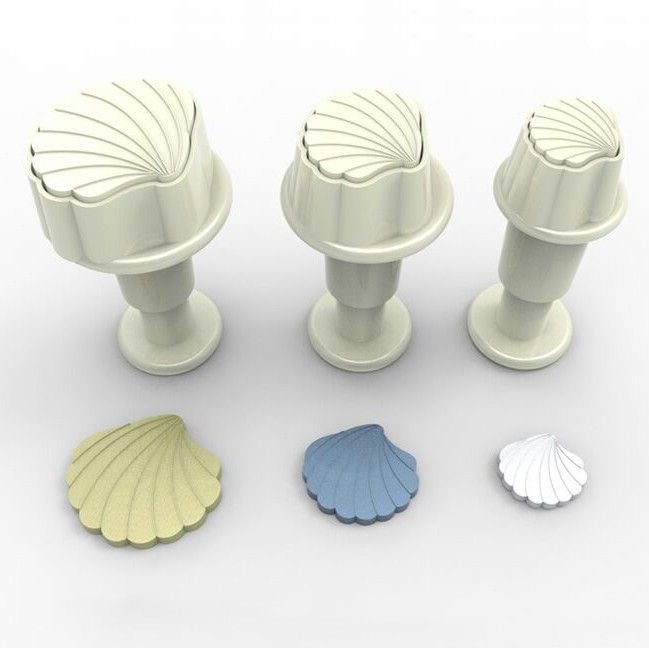 Dekofee Plunger Cutter -MINI SHELLS - Σετ 3τεμ κουπ πατ με Εκβολέα Μίνι Κοχυλάκια