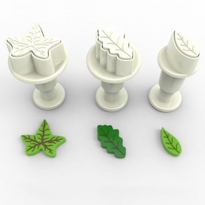 Dekofee Plunger Cutter -MINI LEAVES - Σετ 3τεμ κουπ πατ με Εκβολέα Μίνι Διάφορα Φύλλα