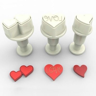 Dekofee Plunger Cutter -MINI HEARTS - Σετ 3τεμ κουπ πατ με Εκβολέα Μίνι Διάφορες Καρδιές