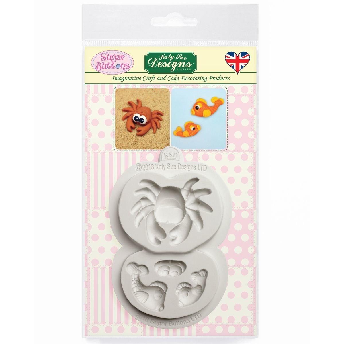 Katy Sue Silicone Mould -Sugar Buttons -CRAB &amp; FISH -Καλούπι Σιλικόνης Καβούρι &amp; Ψάρι ∞∞∞