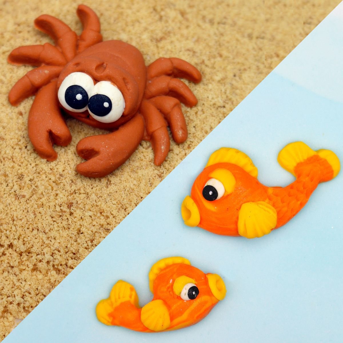 Katy Sue Silicone Mould -Sugar Buttons -CRAB &amp; FISH -Καλούπι Σιλικόνης Καβούρι &amp; Ψάρι ∞∞∞