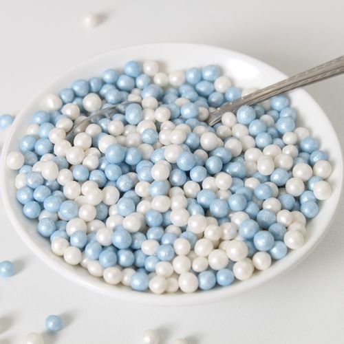FunCakes Soft Sugar Pearls 4-6mm -BLUE &amp; WHITE 60g - Μαλακές  Πέρλες Ζάχαρης - Γαλάζιο &amp; Λευκό 60γρ