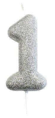 By AH -Candles -GLITTER SILVER '1' -Κεράκι Ασημί Γκλίτερ αριθμός '1' By AH -Candles -GLITTER SILVER '1' -Κεράκι Ασημί Γκλίτερ αριθμός '1'
