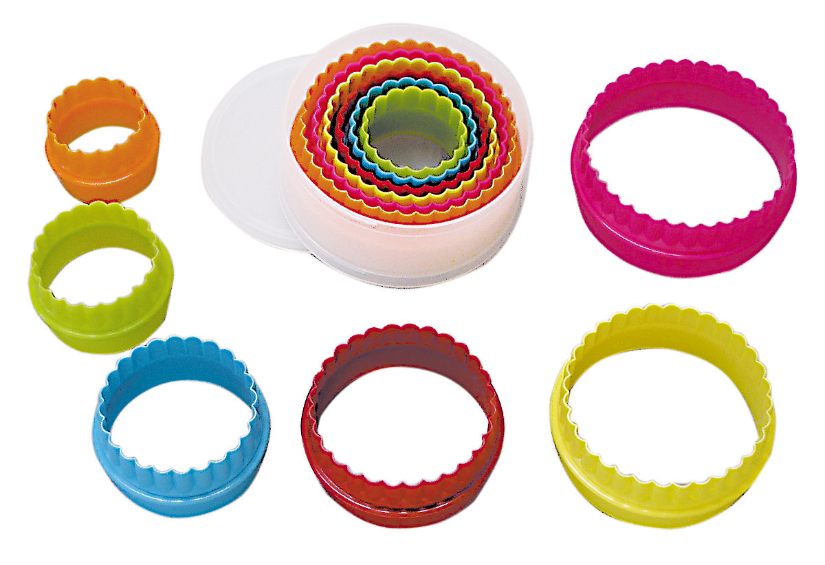 By AH -Set of Plastic Cookie Cutters -ROUND/CIRCLES -Plain &amp; Fluted - Σετ 6 τεμ  πλαστικά στρογγυλά κουπ πατ - Ίσια και Κυματοειδή