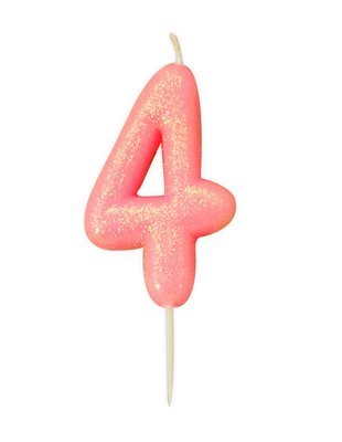 By AH -Candles -GLITTER PINK '4' -Κεράκι Ροζ Γκλίτερ αριθμός '4' By AH -Candles -GLITTER PINK '4' -Κεράκι Ροζ Γκλίτερ αριθμός '4'