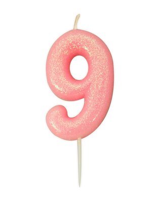 By AH -Candles -GLITTER PINK '9' -Κεράκι Ροζ Γκλίτερ αριθμός '9' By AH -Candles -GLITTER PINK '9' -Κεράκι Ροζ Γκλίτερ αριθμός '9'