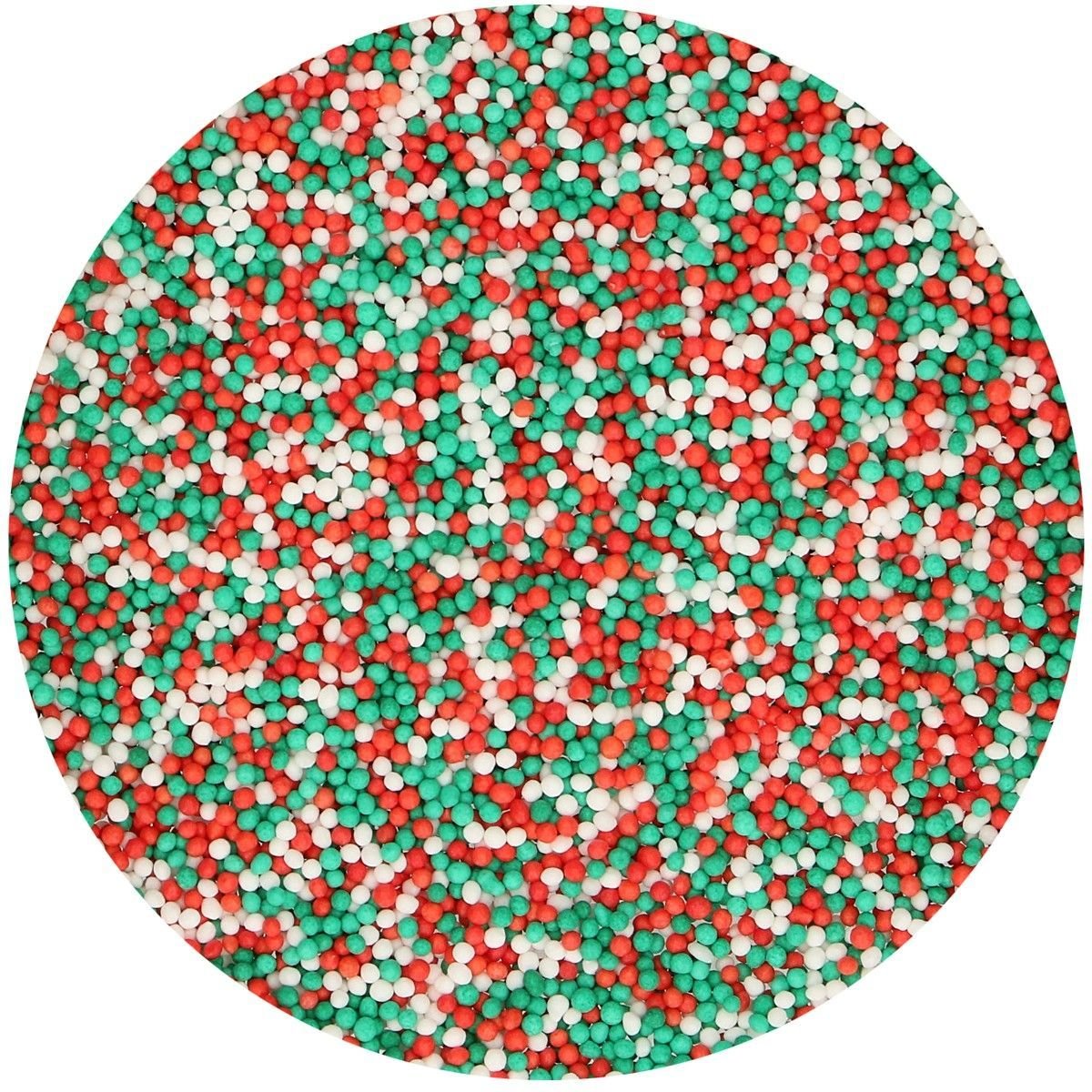 FunCakes Nonpareils -CHRISTMAS RED, WHITE, GREEN - Κας-Κας -Χριστούγεννα - Κόκκινο, Λευκό, Πράσινο 80g