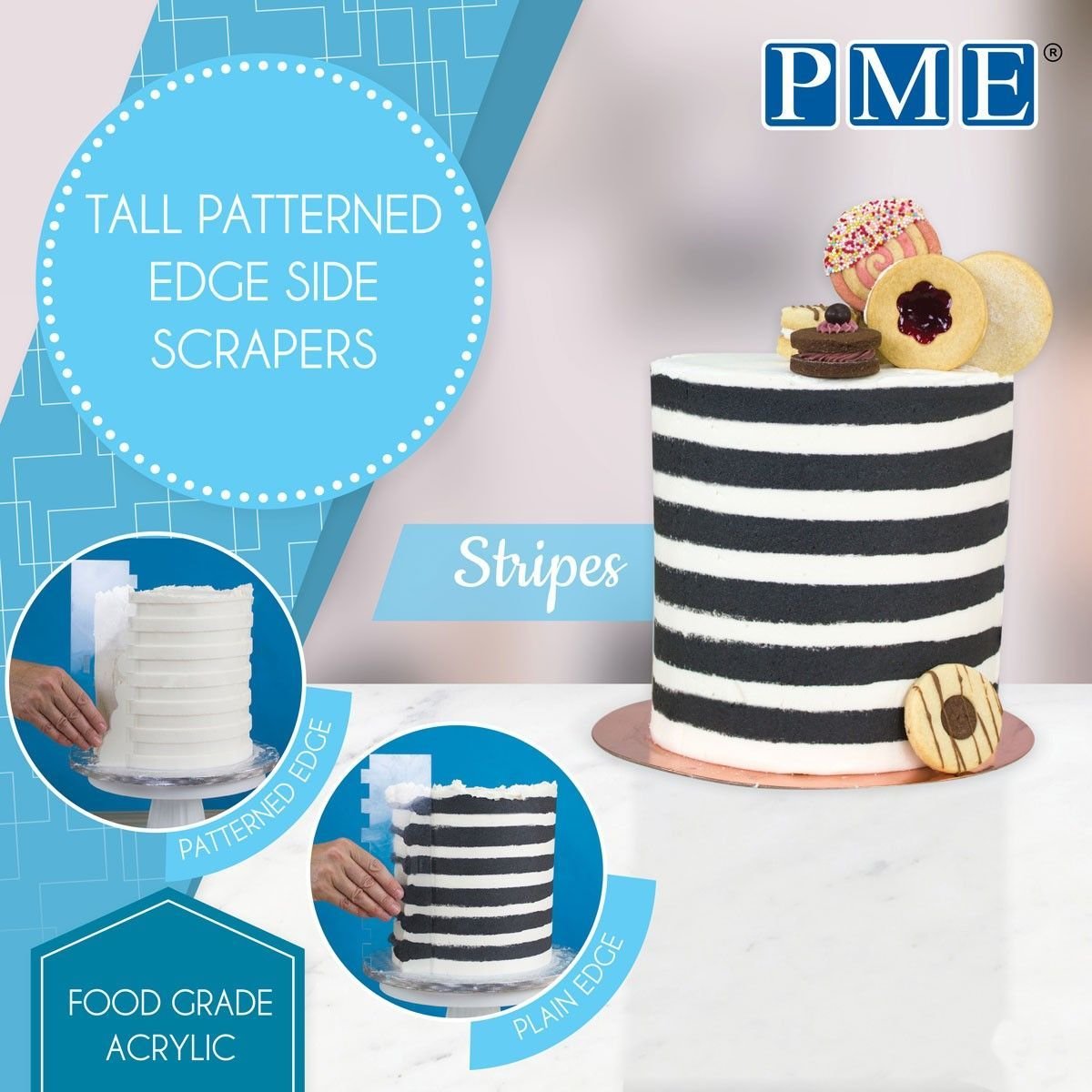 PME Scraper -Tall Patterned Edge -STRIPES -Ψηλή Σπάτουλα/Ξύστρα με Ραβδώσεις