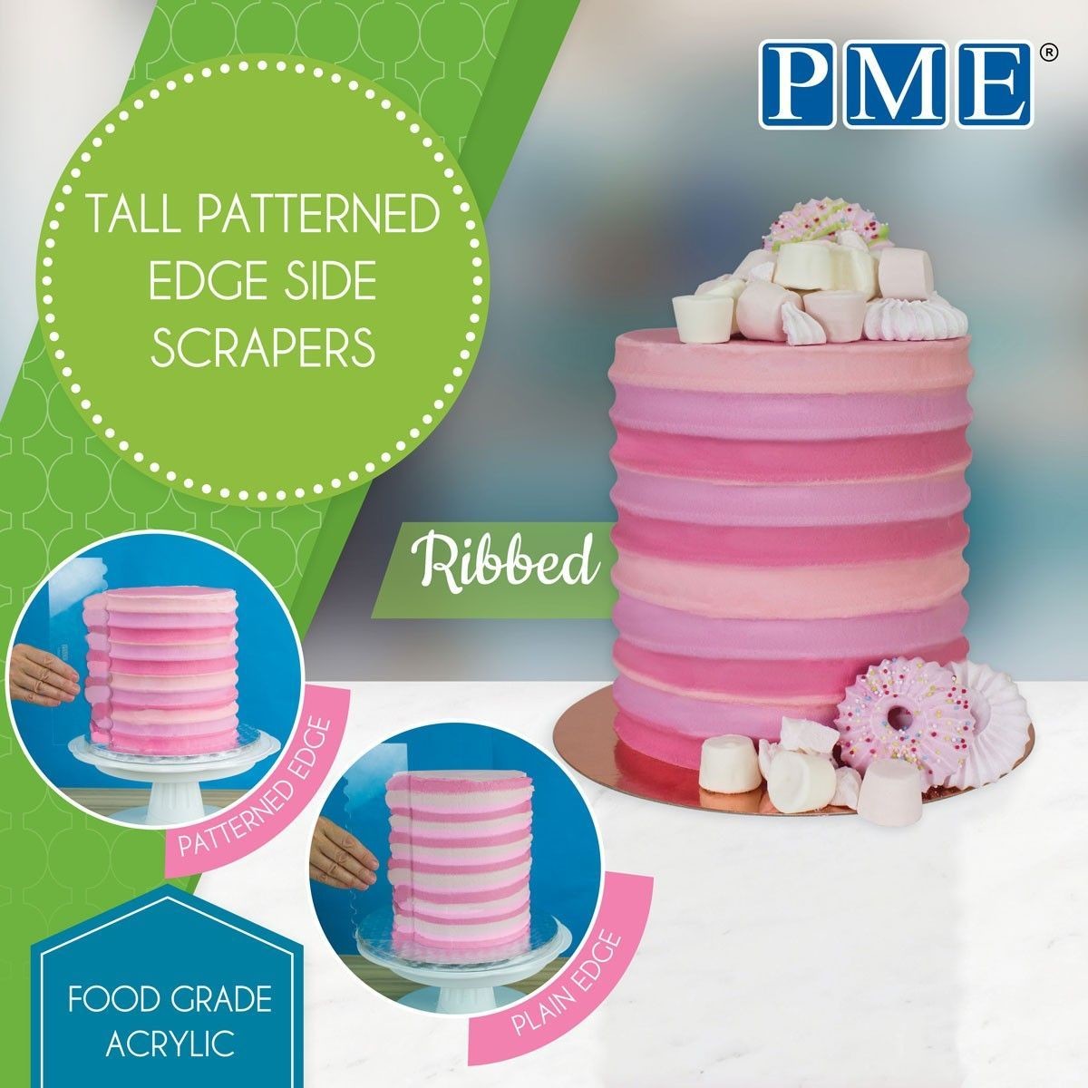 PME Scraper -Tall Patterned Edge -RIBBED -Ψηλή Σπάτουλα/Ξύστρα με Ανάγλυφες Ρίγες 25εκ