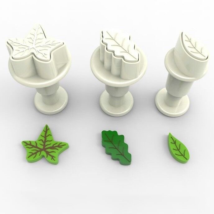 Dekofee Plunger Cutter -MINI LEAVES - Σετ 3τεμ κουπ πατ με Εκβολέα Μίνι Διάφορα Φύλλα