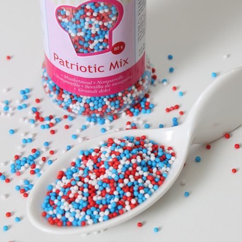 FunCakes Nonpareils -RED, WHITE, BLUE MIX - Κας-Κας Κόκκινο, Λευκό &amp; Μπλε 80γρ