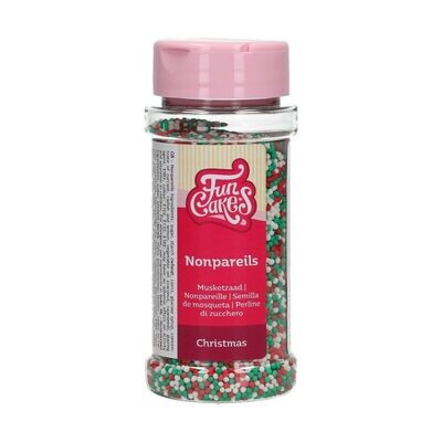 FunCakes Nonpareils -CHRISTMAS RED, WHITE, GREEN - Κας-Κας -Χριστούγεννα - Κόκκινο, Λευκό, Πράσινο 80g