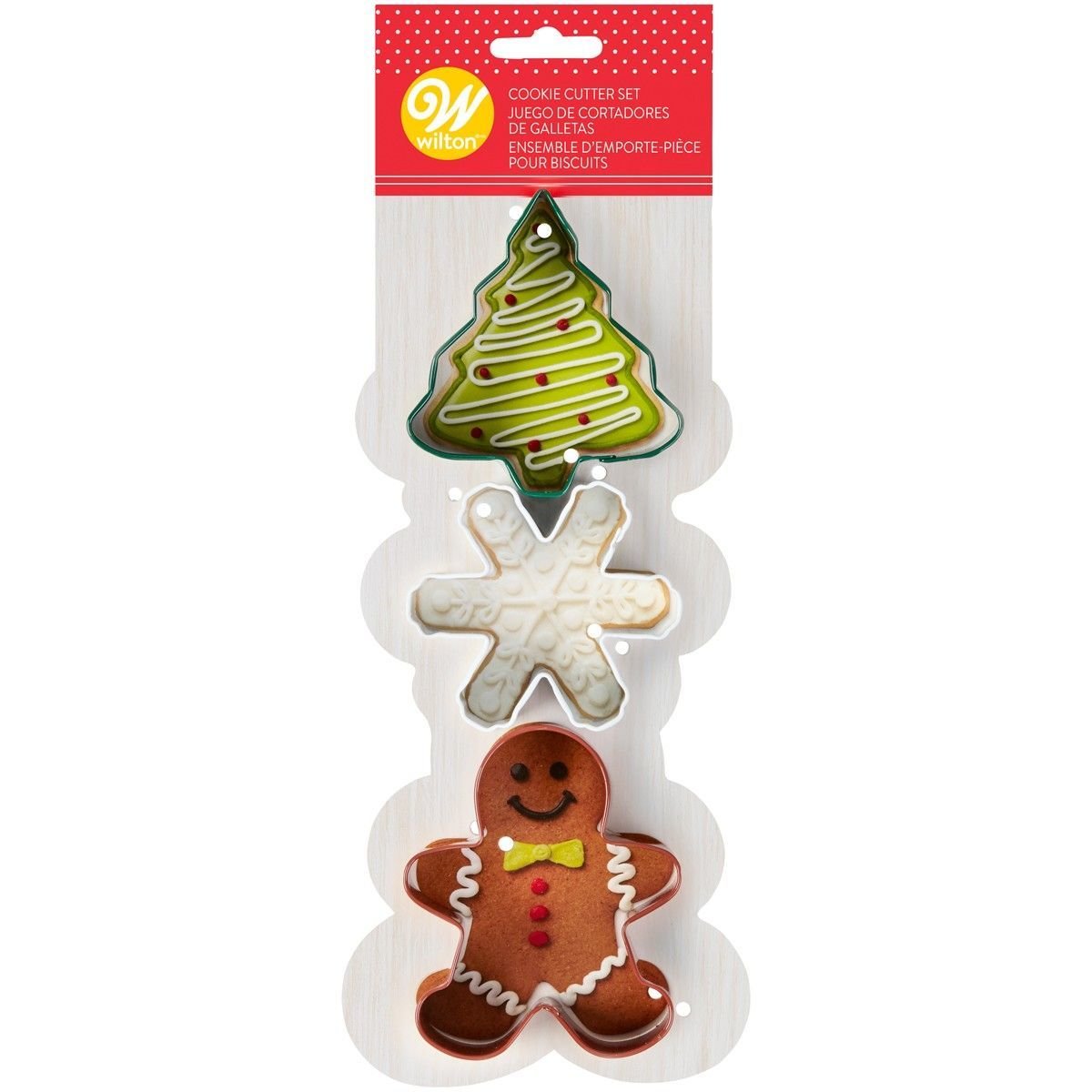 SALE!!! Wilton Christmas Cookie Cutter Set of 3 -TREE, SNOWFLAKE, GINGERBREAD MAN -Σετ 3τεμ Κουπ πατ Χριστουγεννιάτικο δέντρο, Χιονονιφάδα, Μπισκοτένιο ανθρωπάκι-
