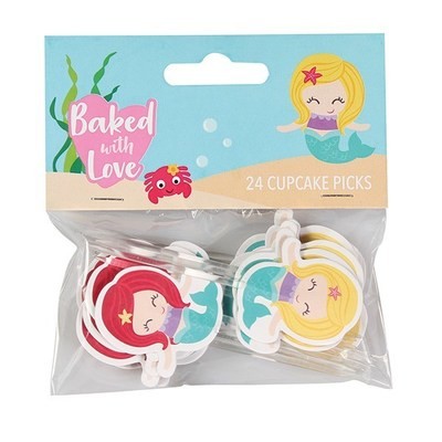 SALE!!! Baked With Love Cupcake Toppers -MERMAIDS -Τόπερ Γοργόνα -24τεμ