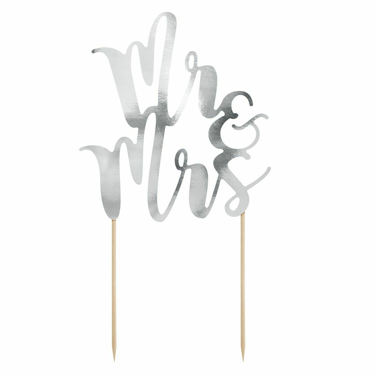 PartyDeco Cake Topper 'Mr &amp; Mrs' - SILVER -Τόπερ Γαμήλιας Τούρτας Ασημί 'Mr &amp; Mrs'