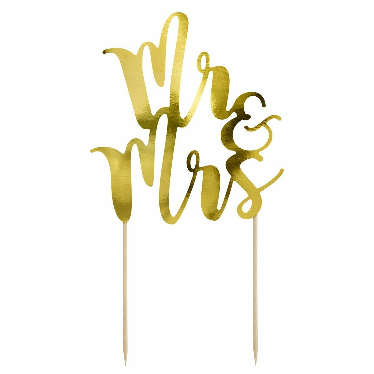 PartyDeco Cake Topper 'Mr &amp; Mrs' - GOLD -Τόπερ Τούρτας Χρυσό 'Mr &amp; Mrs'