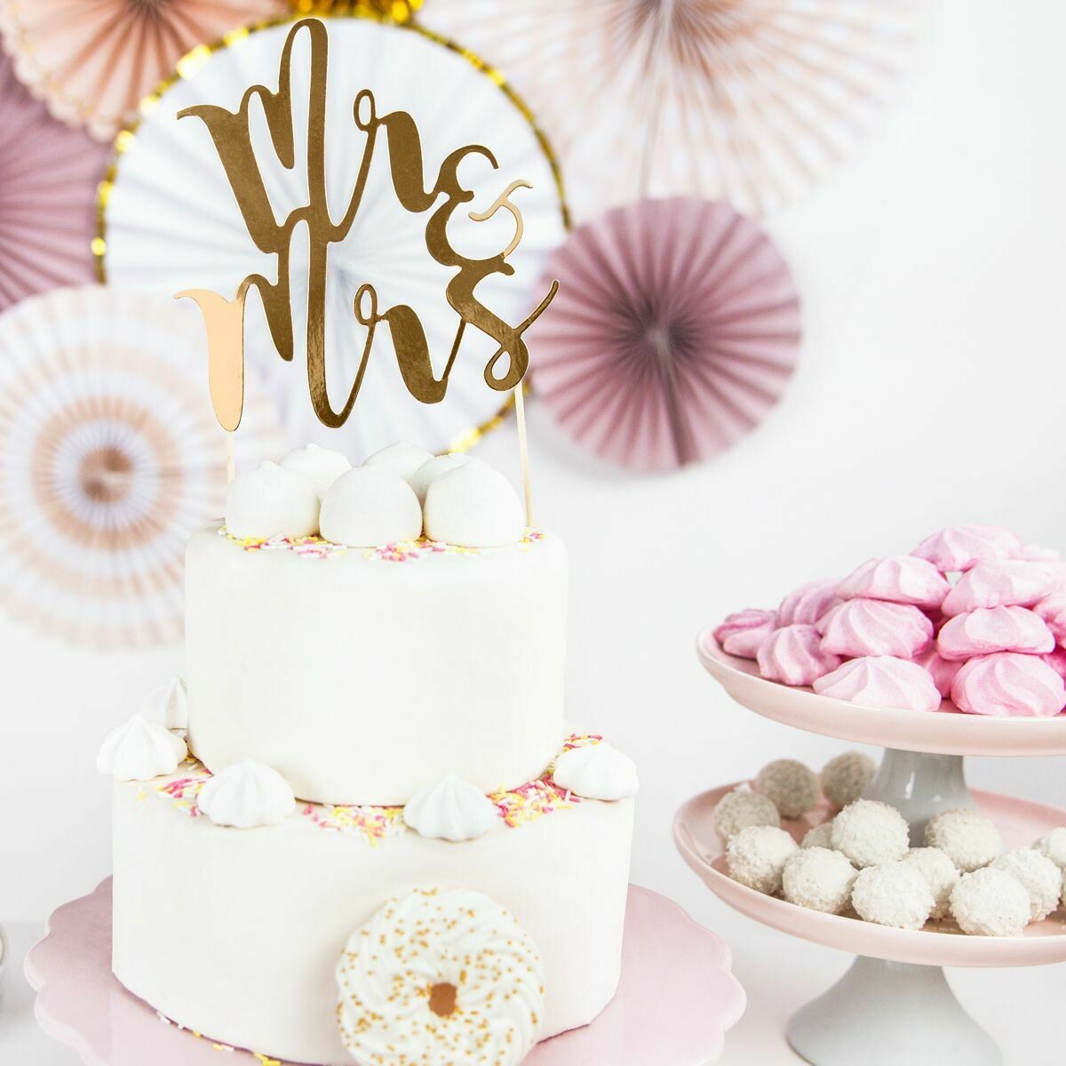 PartyDeco Cake Topper 'Mr &amp; Mrs' - GOLD -Τόπερ Τούρτας Χρυσό 'Mr &amp; Mrs'