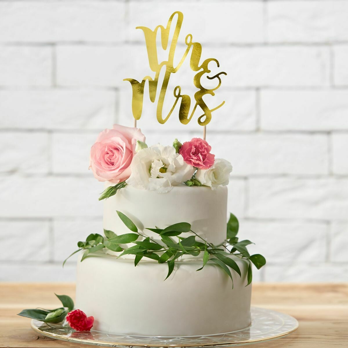 PartyDeco Cake Topper 'Mr &amp; Mrs' - GOLD -Τόπερ Τούρτας Χρυσό 'Mr &amp; Mrs'