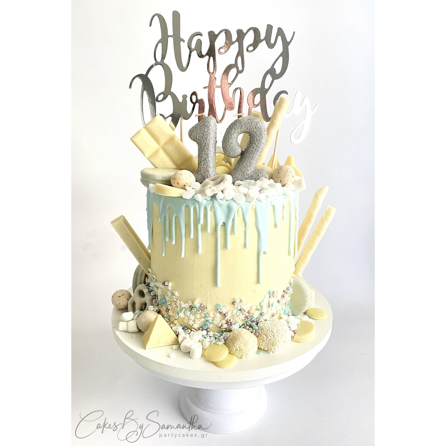 PartyDeco Cake Topper 'Happy Birthday' - SILVER -Τόπερ Τούρτας Ασημί - 'Happy Birthday'